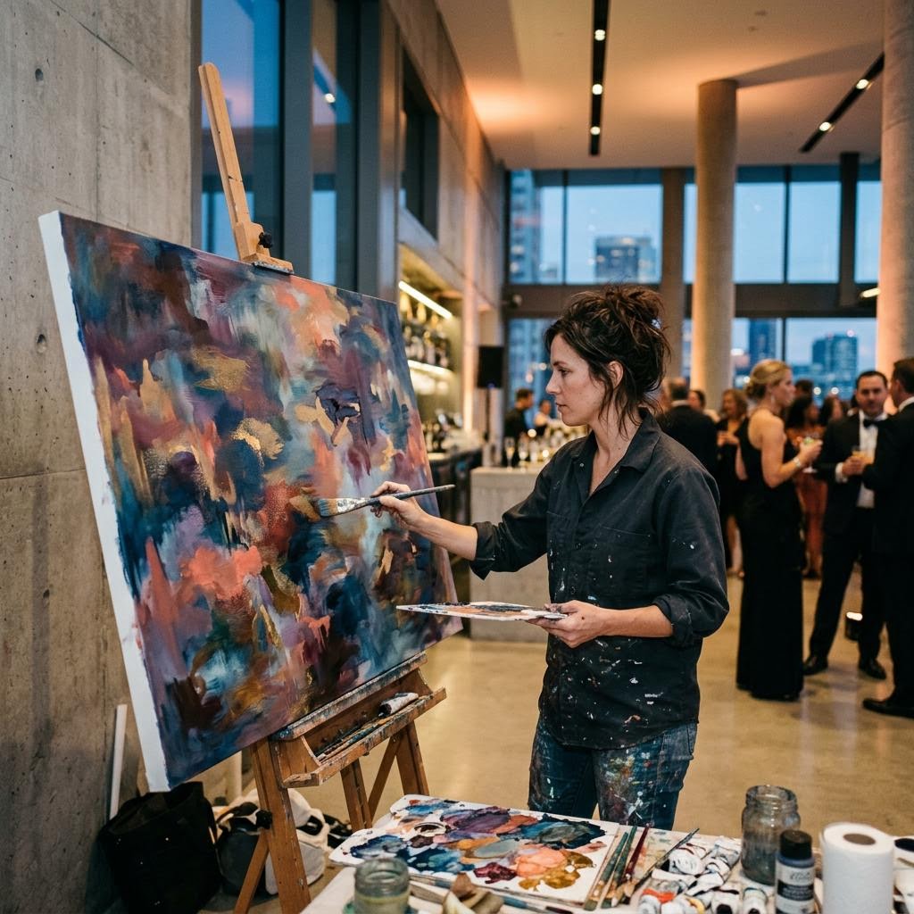 Conceptual scene of live painting for corporate events